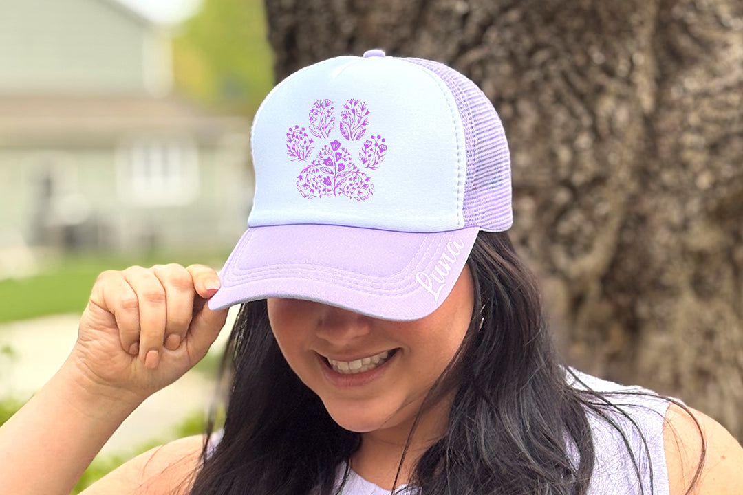 Personalized Floral Dog Mom Trucker Hat